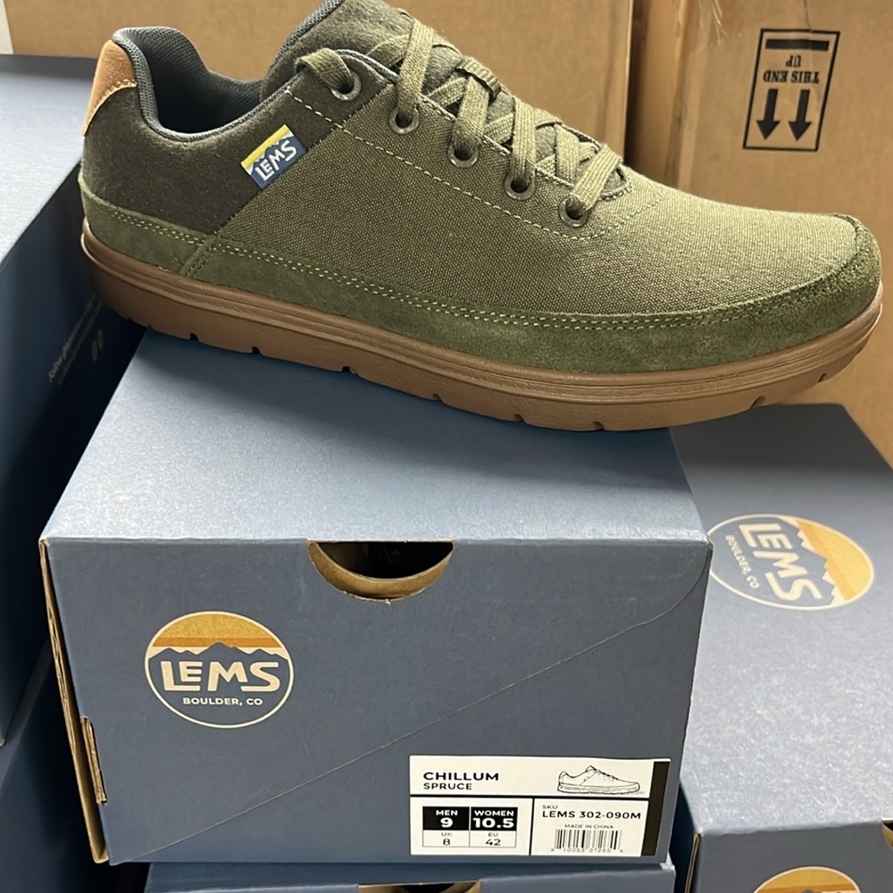 LEMS Men's Olive Canvas Casual Sneakers - Picture 3 of 9